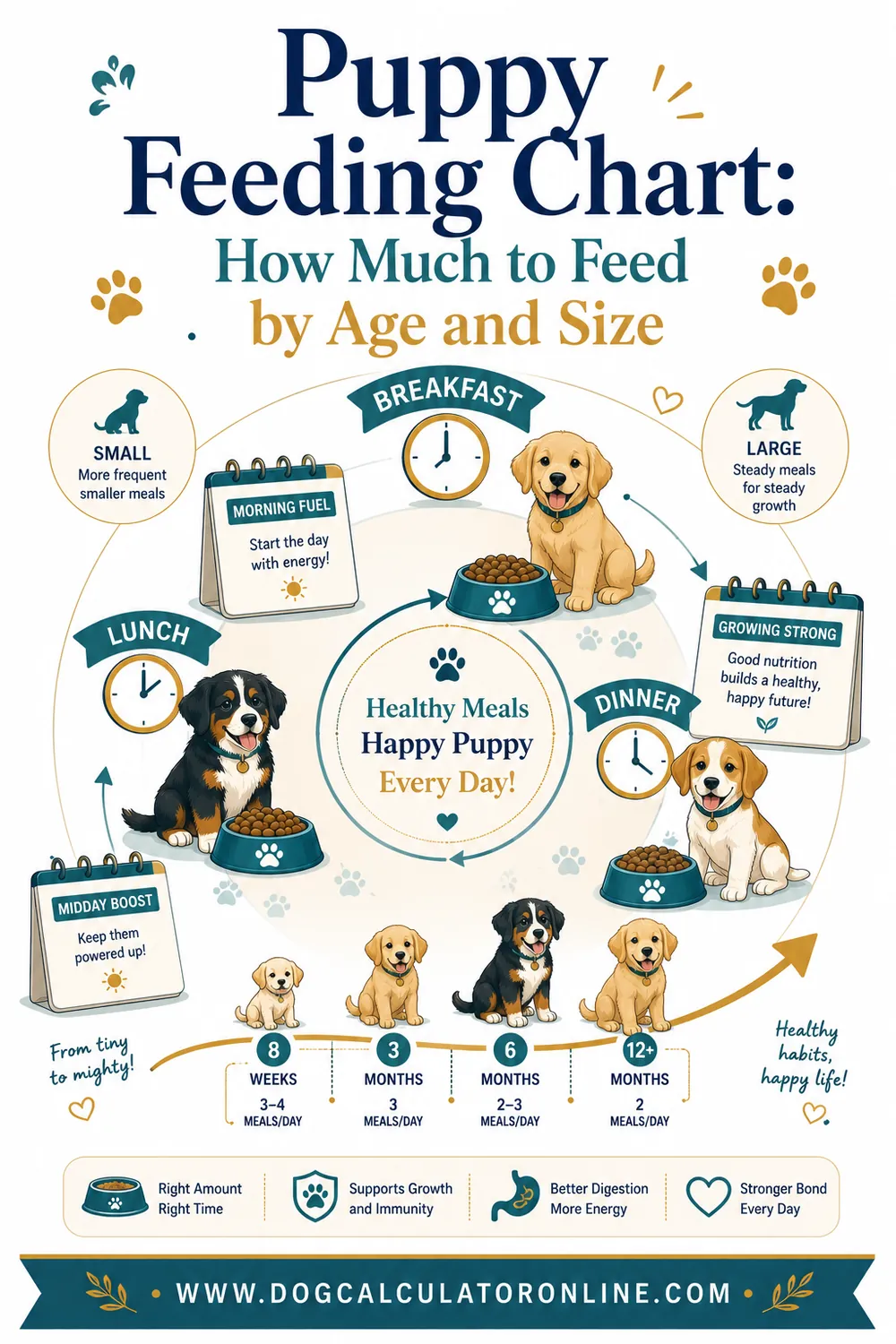 Puppy Feeding Chart: How Much to Feed by Age and Size
